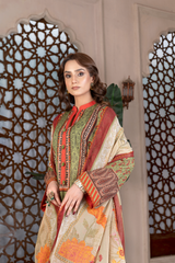 3-PC Unstitched Airjet Printed Lawn Bamber Crinkle Dupatta Rang e Bahar By Wania |  WL-461