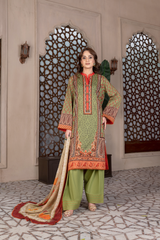 3-PC Unstitched Airjet Printed Lawn Bamber Crinkle Dupatta Rang e Bahar By Wania |  WL-461