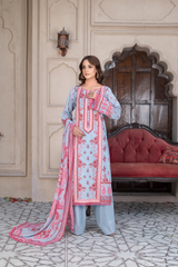 3-PC Unstitched Airjet Printed Lawn Bamber Crinkle Dupatta Rang e Bahar By Wania | WL-462