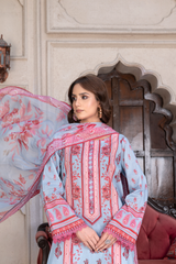 3-PC Unstitched Airjet Printed Lawn Bamber Crinkle Dupatta Rang e Bahar By Wania | WL-462