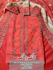 3Pc Unstitched Ladies Suit - Khaddar Embroidered Collection Chamak Damak by Lahore Cloth