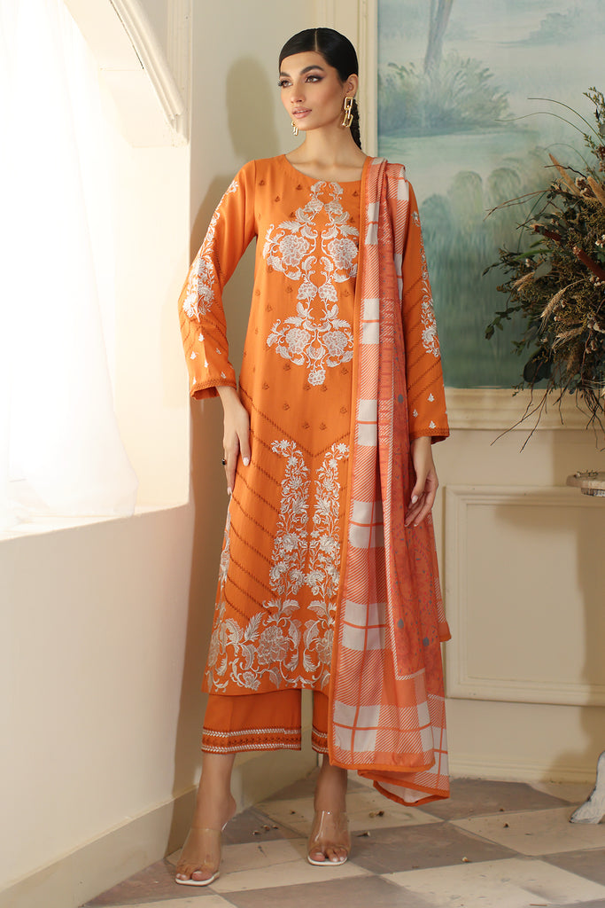 Charizma Poshima Embroidered With Printed Wool Shawl - 3-Pc Unstitched