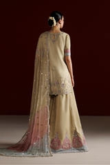 3Pc Embroidered Chiffon Unstitched Sharara Suit By Iznik