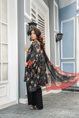 3-PC Unstitched Lawn Print Embroidered Crinkle Printed Dupatta Muskari By Wania | Wl-489