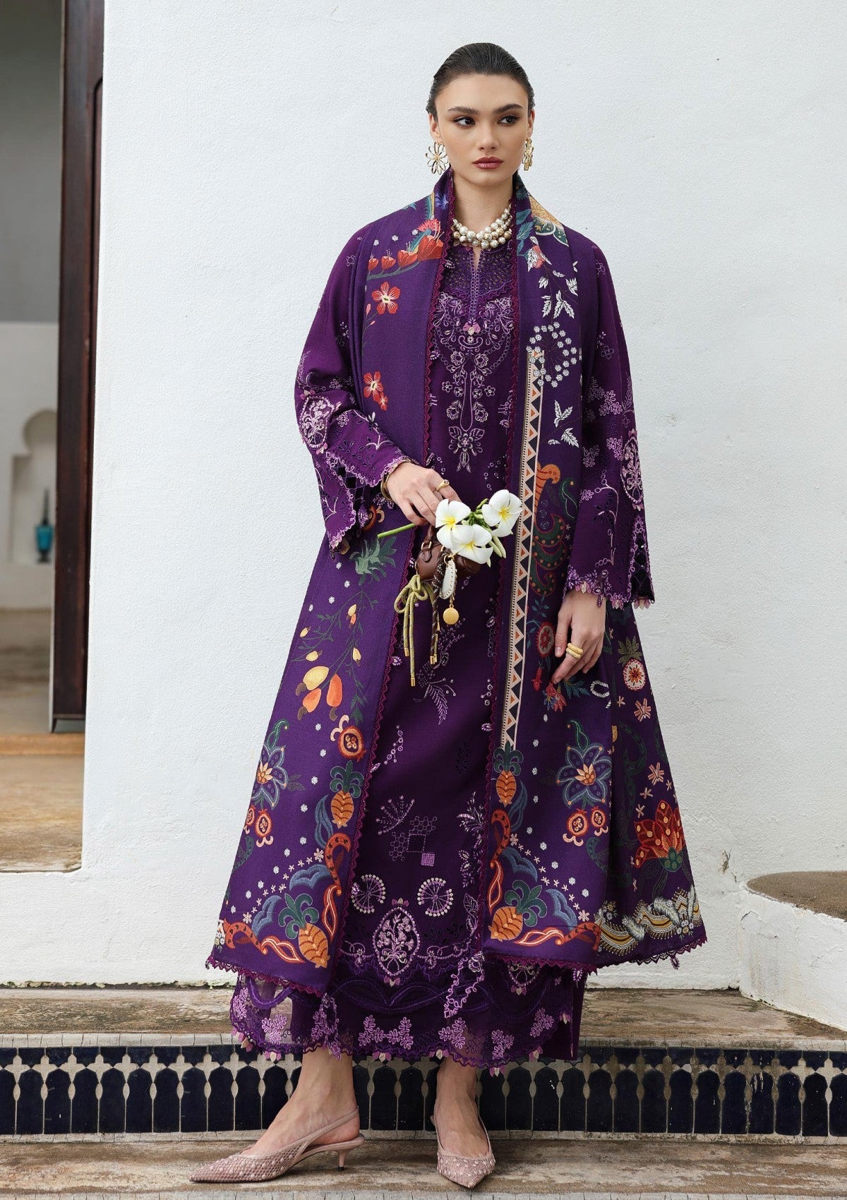 3-PC Unstitched Linen Embroidered Qline By Qalamkar | IRIS