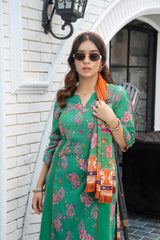 3-PC Unstitched Lawn Print Embroidered Crinkle Printed Dupatta Muskari By Wania | Wl-490