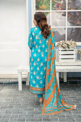 3-PC Unstitched Lawn Print Embroidered Crinkle Printed Dupatta Muskari By Wania |  Wl-492