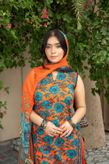 3-PC Unstitched Lawn Print Embroidered Crinkle Printed Dupatta Muskari By Wania | Wl-493