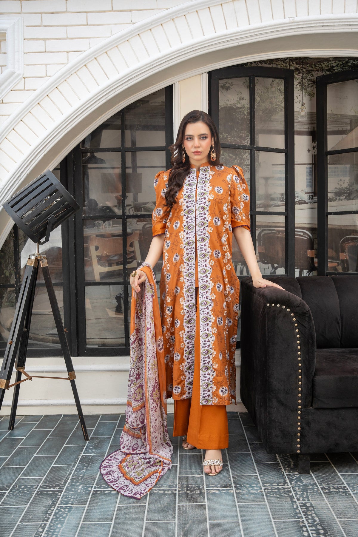 3-PC Unstitched Lawn Print Embroidered Crinkle Printed Dupatta Muskari By Wania | Wl-496