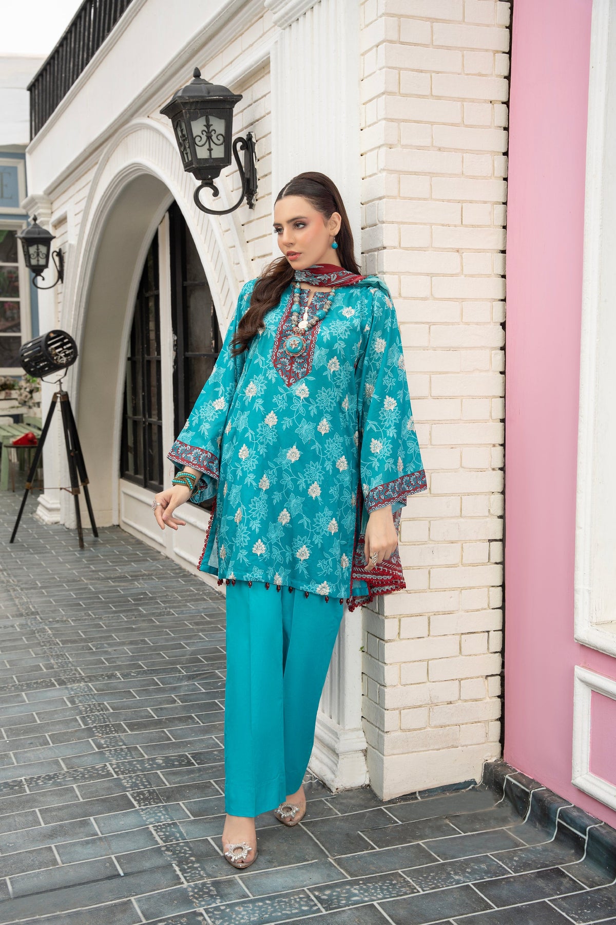3-PC Unstitched Lawn Print Embroidered Crinkle Printed Dupatta Muskari By Wania | Wl-497