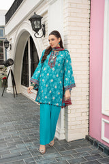 3-PC Unstitched Lawn Print Embroidered Crinkle Printed Dupatta Muskari By Wania | Wl-497