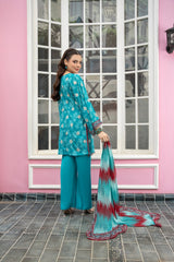 3-PC Unstitched Lawn Print Embroidered Crinkle Printed Dupatta Muskari By Wania | Wl-497