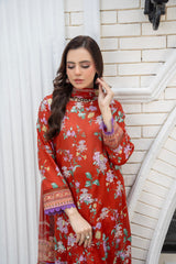 3-PC Unstitched Lawn Print Embroidered Crinkle Printed Dupatta Muskari By Wania | Wl-498