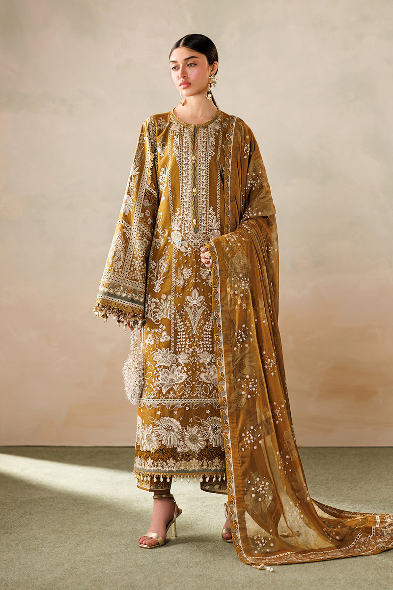 3-PC Unstitched Embroidered Eid Lawn By Baroque | D07