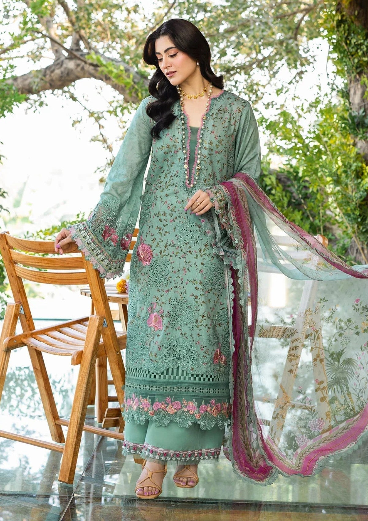 3-PC Unstitched DIgital Printed Chikankari Lawn By Elaf Premium | ERC-4B