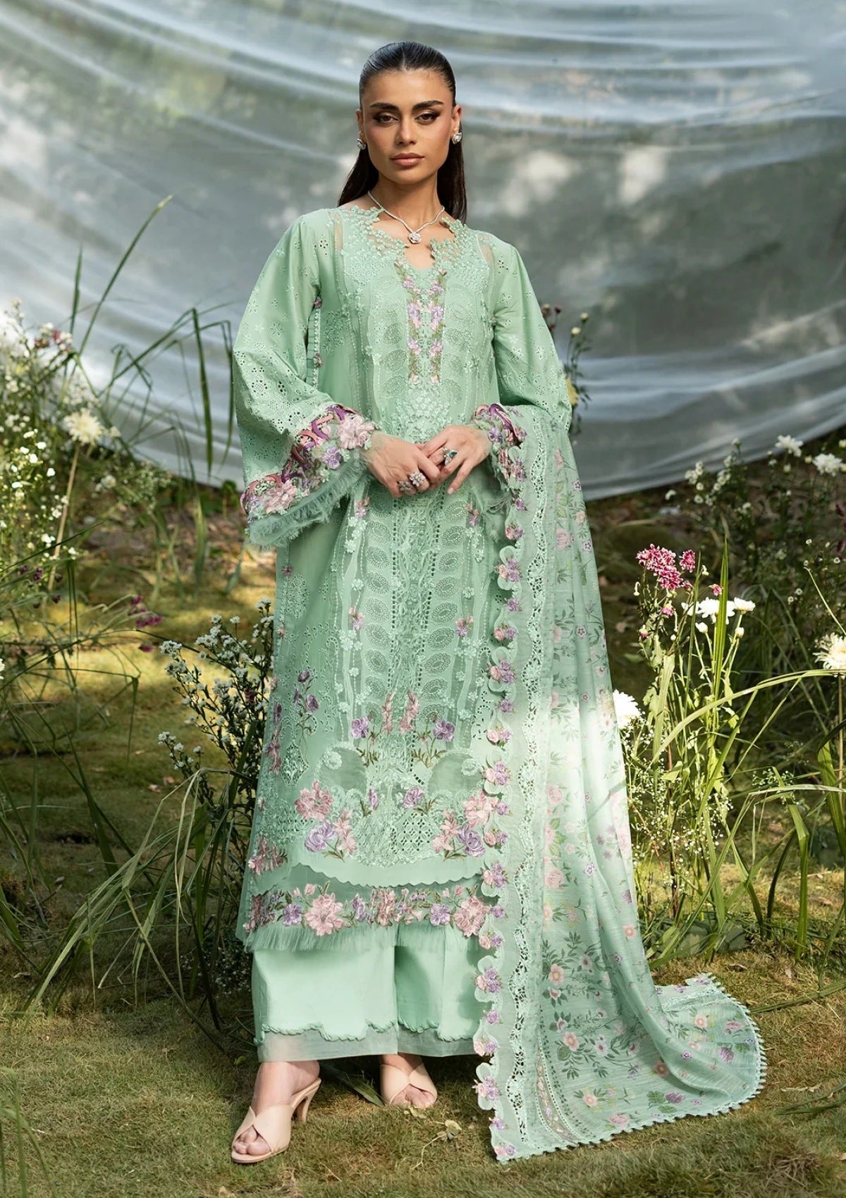3-PC Unstitched Embroidered Luxury Lawn By Elaf | ELQ-3A