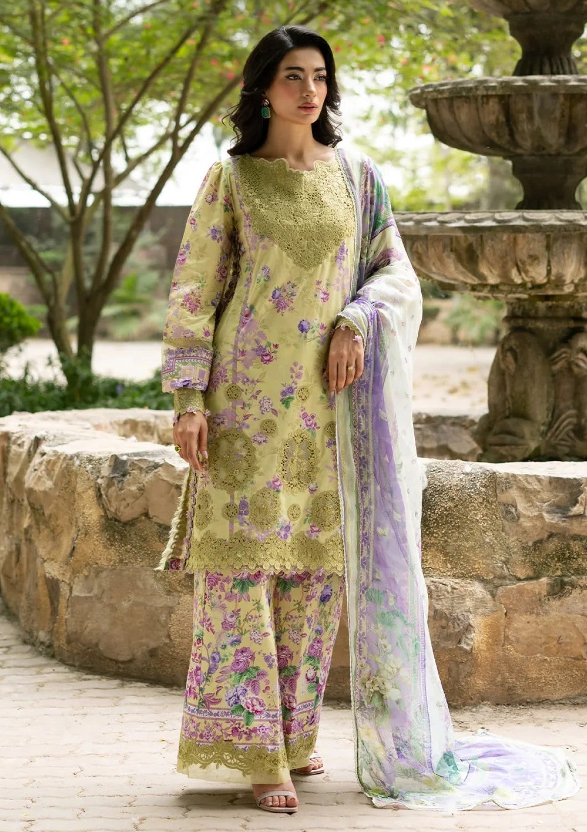 3-PC Unstitched Digital Printed Lawn Signature By Elaf | OLIVIA