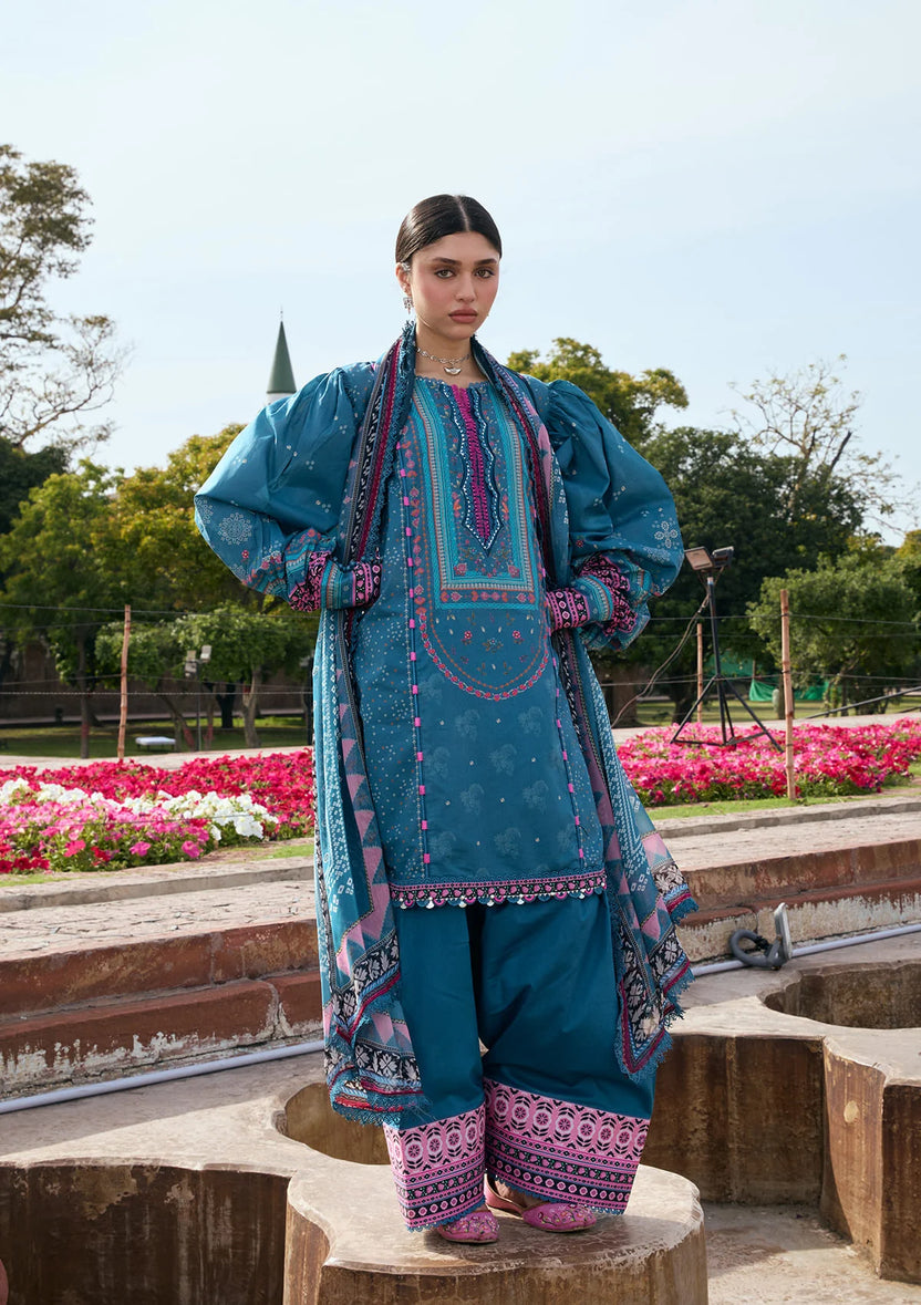 3-PC Unstitched Digital Printed Lawn Aangan By Kahf | FALAK ARA