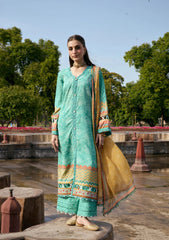 3-PC Unstitched Digital Printed Lawn Aangan By Kahf | NAZISH