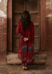 3-PC Unstitched Digital Printed Lawn Aangan By Kahf | SURKH NOOR