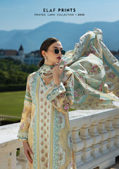 EPE-03A | 3PC Unstitched Suit Digital Printed Lawn Prints By Elaf Premium