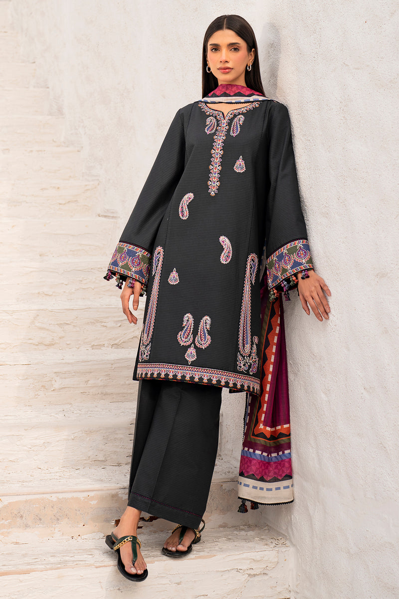 USE- 9127 | 3Pc Unstitched Suit Embroidered Lawn Summer Exclusive By Jazmin