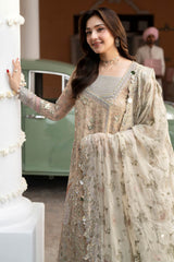 3Pc Suit – Embroidered Printed Chiffon Unstitched with Applique Work Izel By Nureh