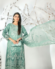 3-PC Semi-Stitched Embroidered Organza Ishq By Tawakkal Fabrics | D-5131