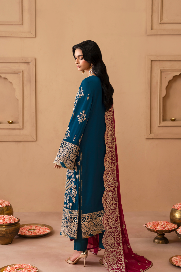 3-PC Unstitched Chiffon Embroidered Sheherzadi By Emaan Adeel | Kavya