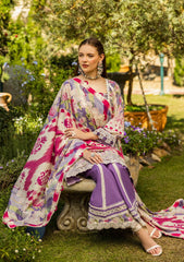 ELK-02A PERIWINKLE | 3Pc Unstitched Suit Lawn Collection Prints Chikankari By Elaf Premium