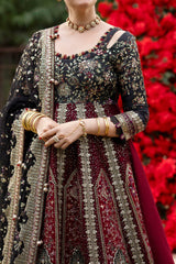 3Pc Suit – Embroidered Printed Raw Silk Unstitched with Net Panels Emara By Nureh