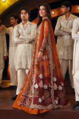 3-PC Unstitched Embroidered & Hand Embellished Jhoomro By Nureh | NL-80 Zardozi