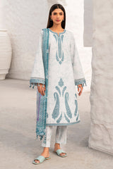 USE- 9118 | 3Pc Unstitched Suit Embroidered Lawn Summer Basic By Jazmin