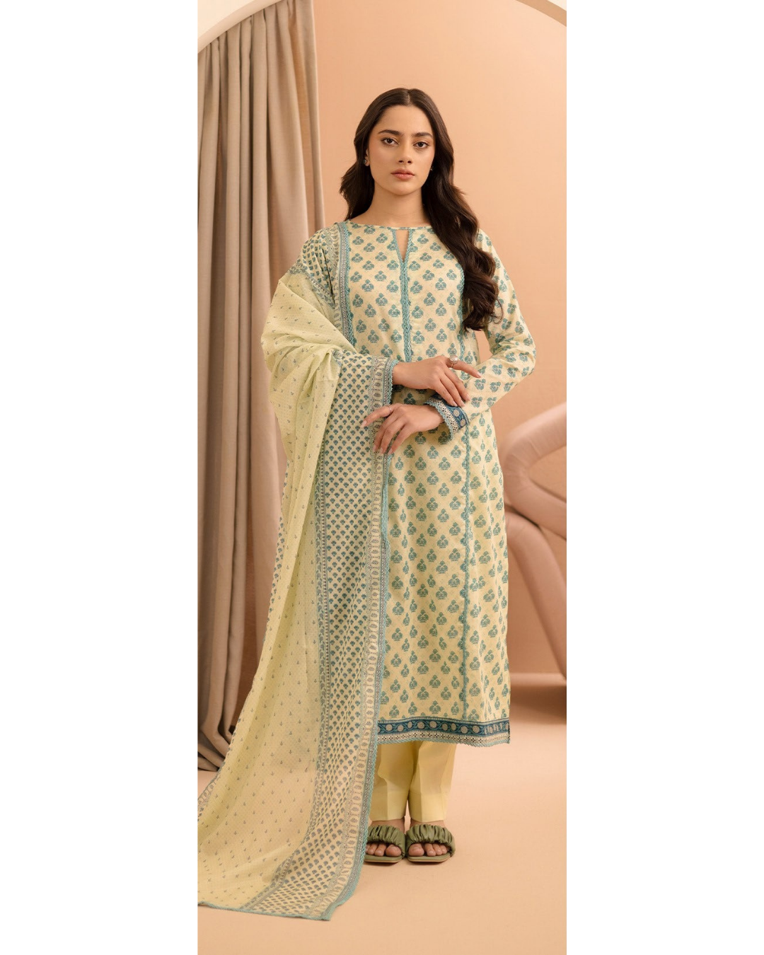 3-PC unstitched Printed Lawn By Zellbury | 0183