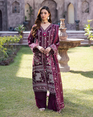 3-PC Unstitched Luxury Karandi Collection Kimora By Raeesa Premium | Lila