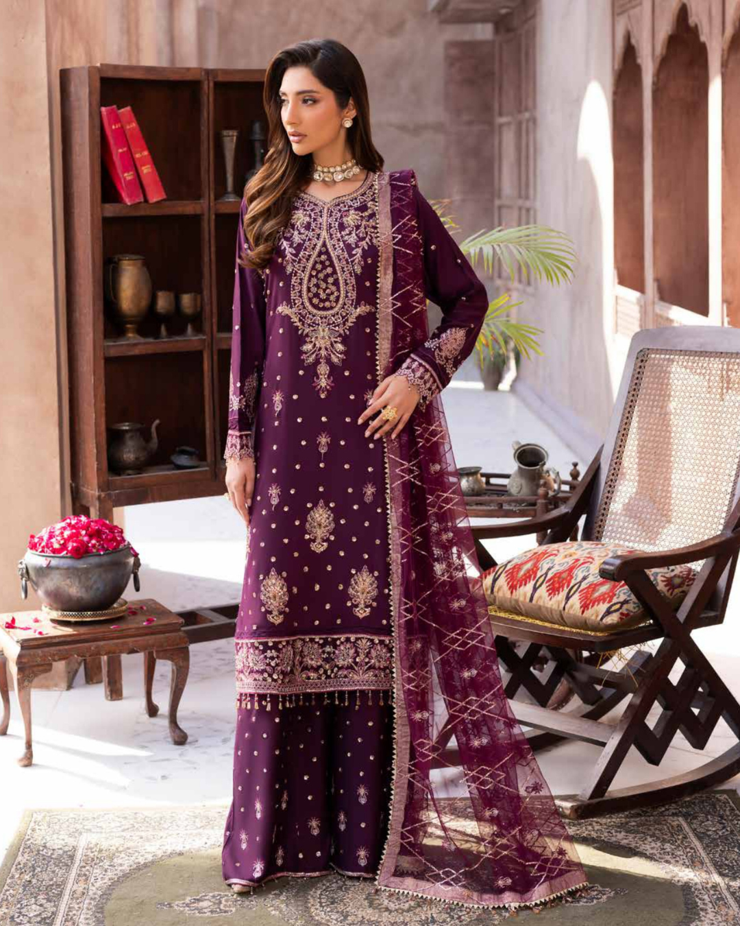 3-PC Unstitched Luxury Viscose Noor E Fajar Dehleez By Raeesa Premium | Lumina