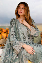 NSG-179 | 3Pc Unstitched Suit Embroidered Lawn Collection Gardenia By Nureh