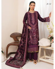 3-PC Unstitched Embroidered Swiss Voil By Johra | JS - 12