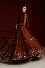 2Pc Frock Suit – Embroidered Chiffon Unstitched By Iznik