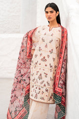 USE- 9122 | 3Pc Unstitched Suit Embroidered Lawn Summer Exclusive By Jazmin