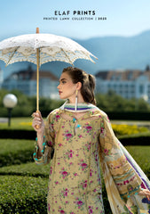 EPE-05B | 3PC Unstitched Suit Digital Printed Lawn Prints By Elaf Premium