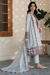 USE-9107 | 3Pc Unstitched Suit Embroidered lawn Summer 25 Drop II By Jazmin