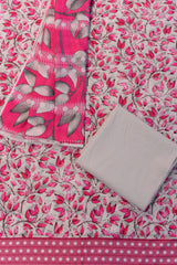 3-PC Unstitched Printed Lawn With While Lawn Dupatta | P01