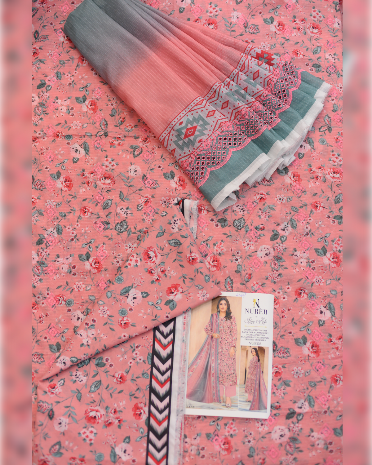 3-PC All over Embroidered Printed Suit | P5