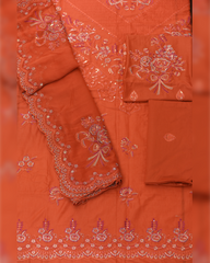 3-PC Unstitched Embroidered Shirt Bamber Crinkle Embroidered Dupatta | BA-5