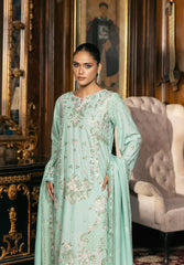 3-PC Unstitched Embroidered Karandi Luxury Winter Collection By Elaf Premium | EWK-5B FLORAZURE