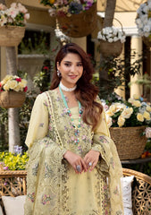 Unstitched 3-PC Embroidered Luxury Lawn By Elaf | ELM-3A BAHAAR