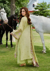 3-PC Unstitched Embordered Luxury Lawn By Elaf | ELH-1A PISTACIA
