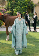 3-PC Unstitched Embroidered Karandi Luxury Winter Collection By Elaf Premium | EWK-7A MINTFROST