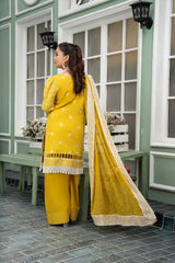 3-PC Unstitched Lawn Embroidered Shirt Crinkle Embroidered Dupatta Naqsh By Wania | WL-506